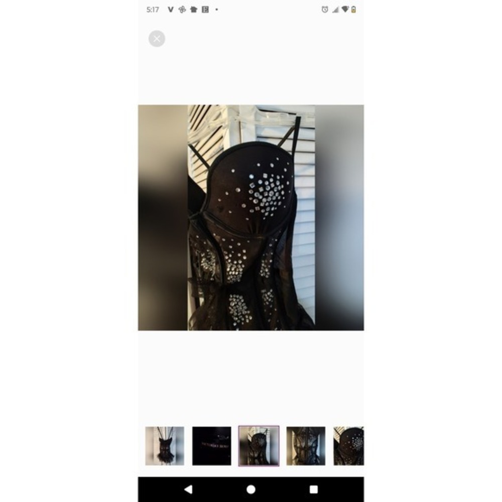 Victoria's Secret Black Lace Rhinestone Tulle Corset Top Lingerie Bustier - Picture 7 of 9